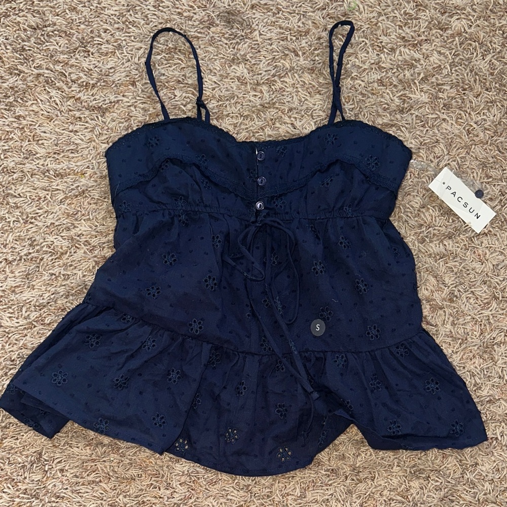 PacSun Dark Blue Eyelet Camisole